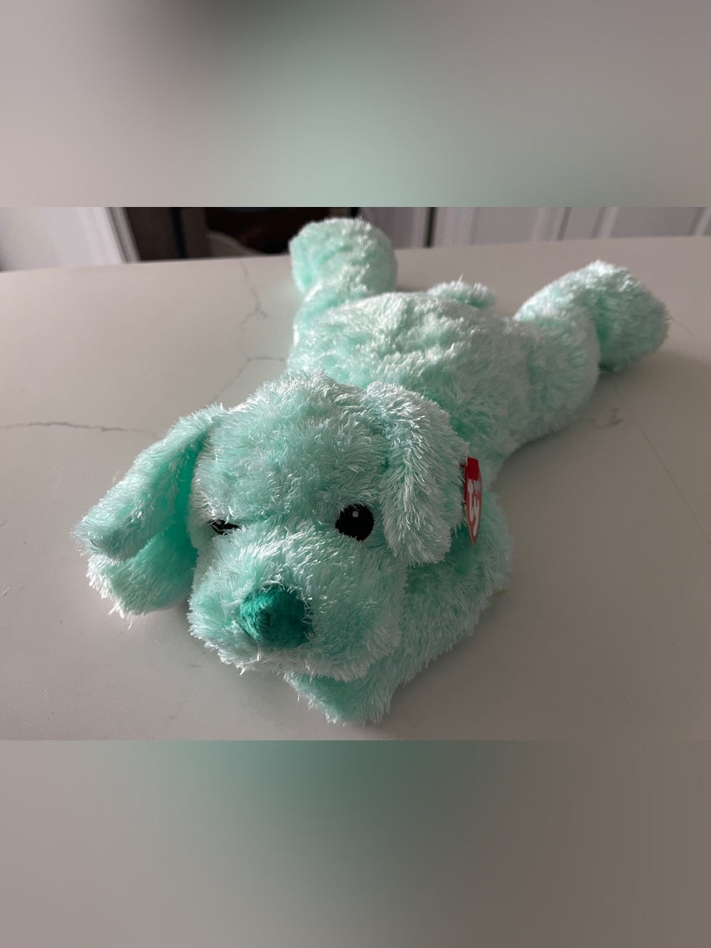 Baby Ty "Cuddlepup" Green Dog Lie-down Version Retired 2001 MWMT Great Condition